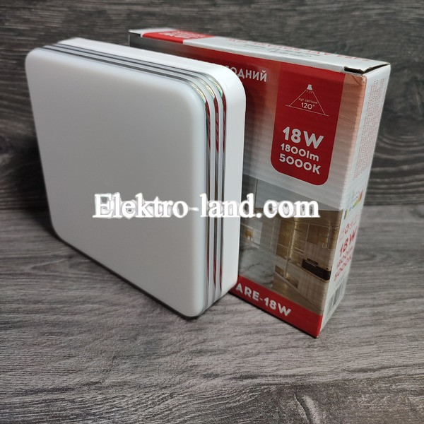 Светильник на потолок  квадрат LED AVT-SQUARE SILVER Pure White  18W 5000K (Белый)
